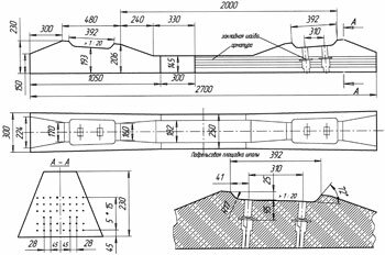 Чертеж шпалы железобетонной Чертеж шпалы железобетонной